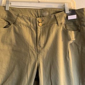 Olive ripped jeans denim size 10